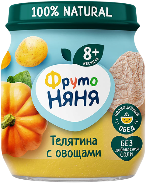 Изображение Пюре мясное с 8 мес Фрутоняня телятина овощи Прогресс с/б, 100 г