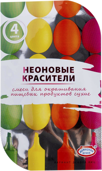 Изображение Красители пищевые Домашняя кухня неоновые 4 цвета Топ Продукт м/у, 1 шт