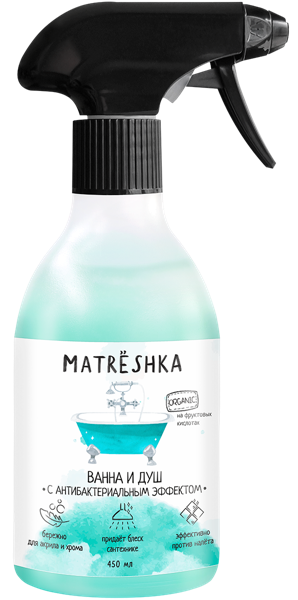 Изображение Средство для ванной спрей Матрешка БИО чистящее КубаньБытХим п/у, 450 мл