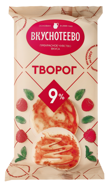 Изображение Творог 9% Вкуснотеево Молвест м/у, 350 г