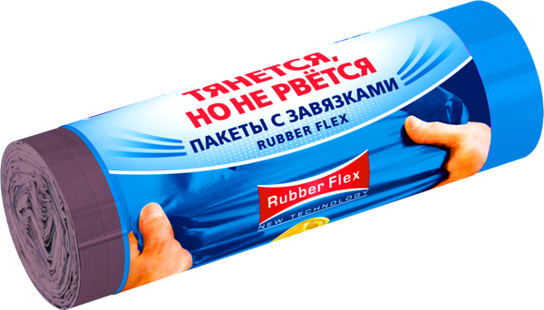 Изображение Пакеты для мусора 60л Авикомп раббер флекс с завязками Авикомп м/у, 10 шт