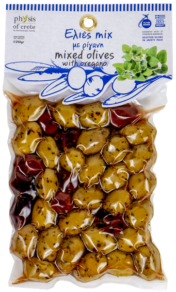 Изображение Оливки с орегано Физис оф Крит микс Асмарианаки Мария в/у, 250 г