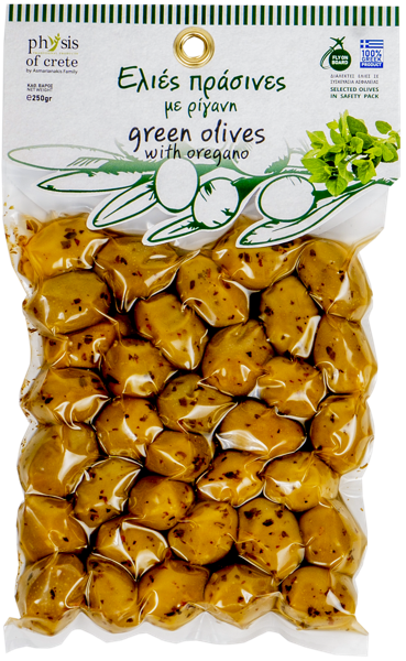 Изображение Оливки с орегано Физис оф Крит каламата зеленые Асмарианаки Мария в/у, 250 г
