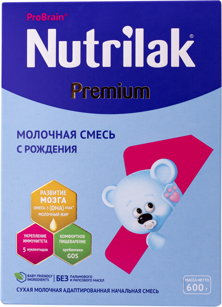 Изображение Смесь с рождения Нутрилак Премиум 1 молочная Инфаприм кор, 600 г