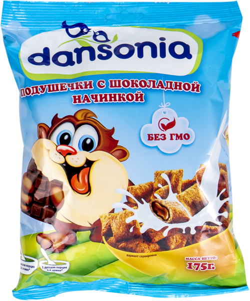 Изображение Готовый завтрак Дансония подушечки шоколад Дансония м/у, 175 г
