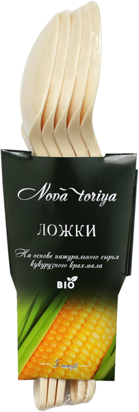 Изображение Одноразовая посуда белая Биопосуда ложка столовая Шанхай СанРайз м/у, 5 шт