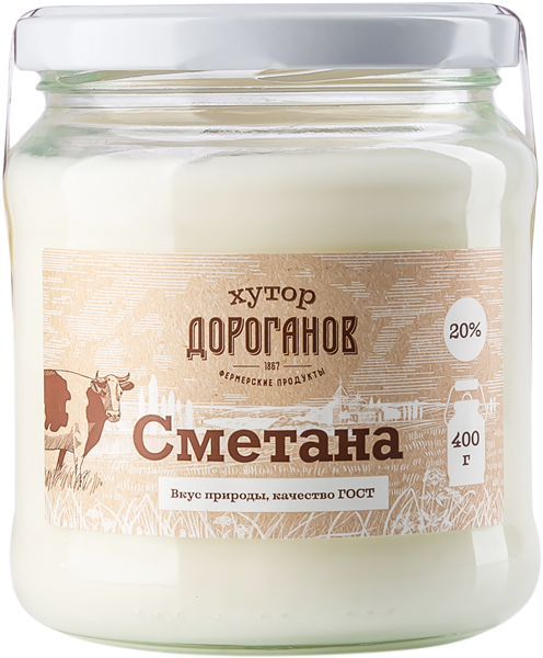 Изображение Сметана 20% Хутор Дороганов РМП Матвеево-Курганский с/б, 400 г