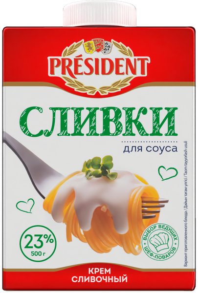 Изображение Сливки 23% Президент для соуса Белгородский МК т/р, 500 мл