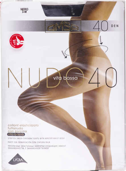 Изображение Колготки 40 ден размер 3 Омса нудо вита басса неро Омса к/у, 1 шт