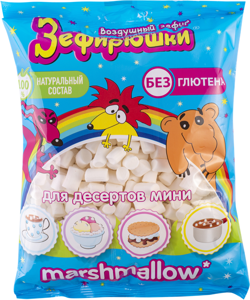Изображение Зефир маршмеллоу Зефирюшки для десертов мини Сладкая сказка м/у, 125 г