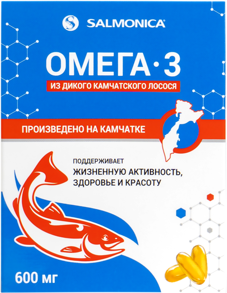 Изображение Комплекс витаминный Салмоника омега 3 600 мг Тымлатский рыбокомбинат кор, 40 г