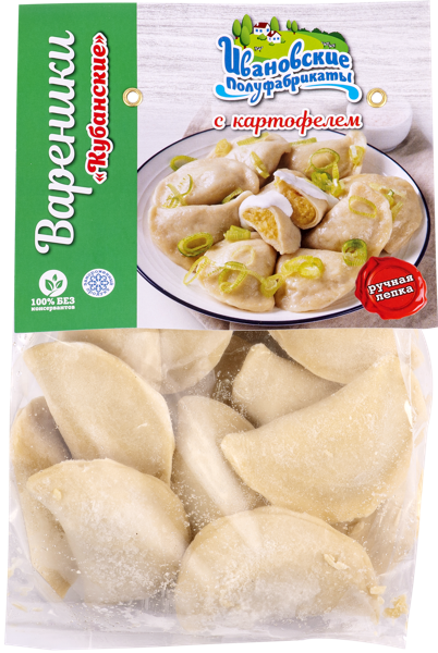 Изображение Вареники ручной лепки Ивановские Полуфабрикаты кубанские с картофелем ИП Басынина Е.А. м/у, 450 г