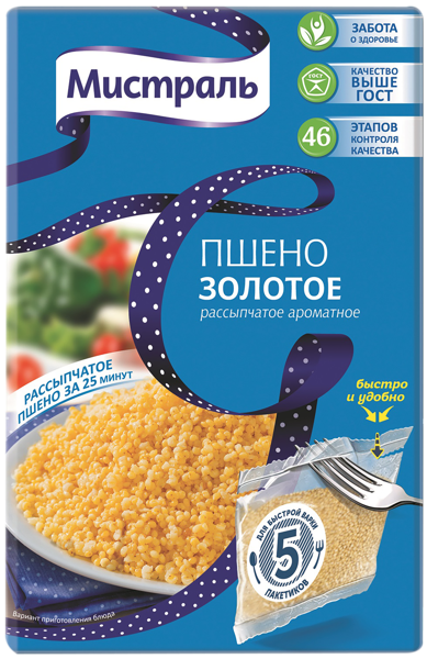 Изображение Крупа пшено шлифованное Мистраль 5*80 золотое Мистраль Трейдинг кор, 400 г