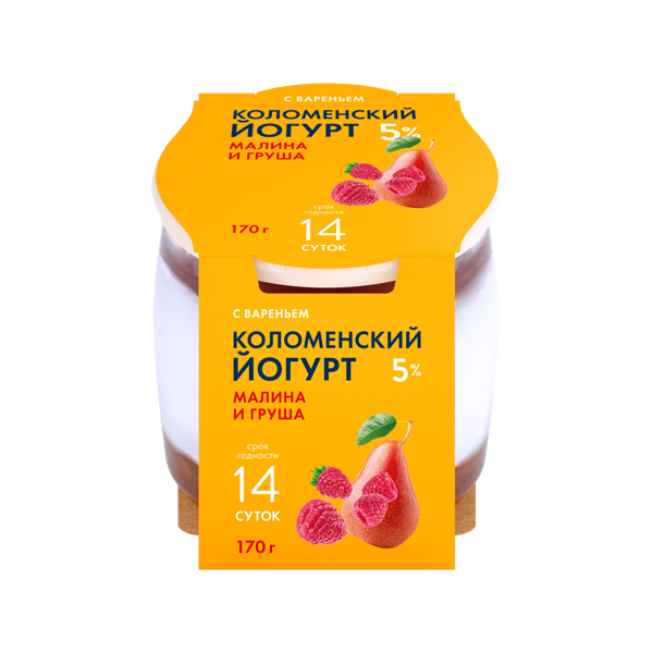 Изображение Йогурт 5% Коломенское малина груша Коломенское с/б, 170 г
