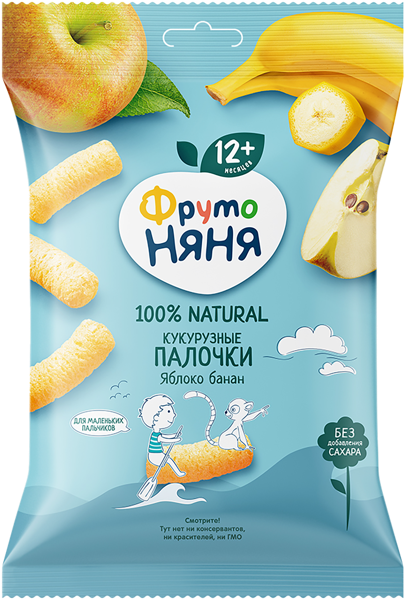 Изображение Кукурузные палочки с 12 мес Фрутоняня яблоко банан Прогресс м/у, 20 г