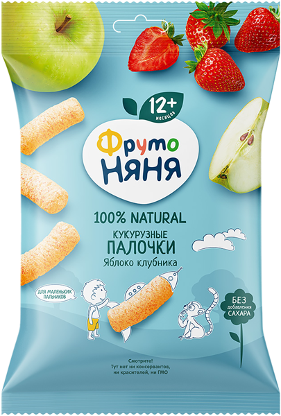 Изображение Кукурузные палочки с 12 мес Фрутоняня яблоко клубника Прогресс м/у, 20 г