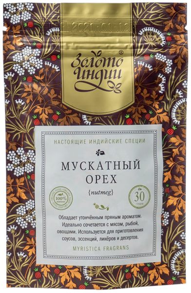 Изображение Мускатный орех целый Золото Индии Евграфов М.М. м/у, 30 г