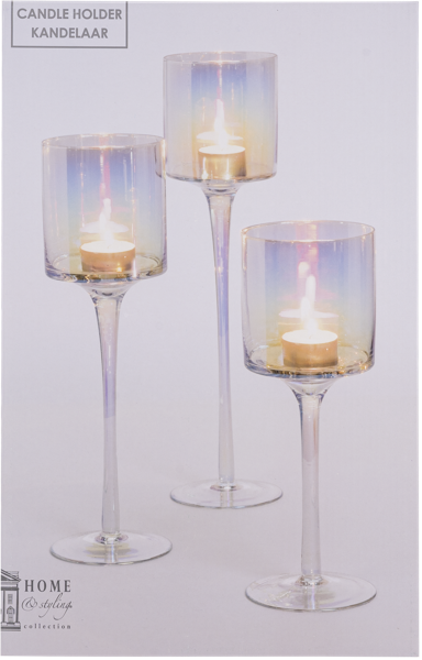 Изображение Подсвечник 25-35см на ножке Купман перламутровый бокал Купман Интернэшнл к/у, 3 шт