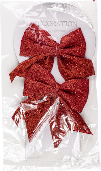 Изображение Бант 13см Купман красный с блестками Купман Интернэшнл , 2 шт