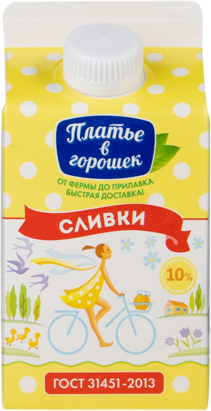 Изображение Сливки 10% Платье в горошек Новокубанский МК т/п, 450 мл