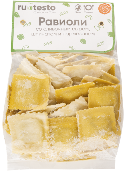 Изображение Равиоли со сливочным сыром Ру Тесто шпинат пармезан ИП Панова Л.В. м/у, 400 г