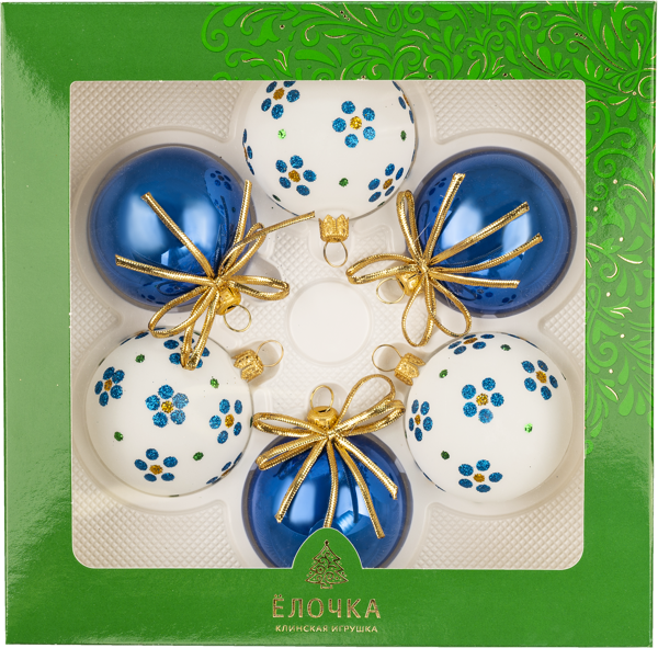 Изображение Набор Каприз стекло Ёлочка из 6 шаров С1674 Клинская игрушка к/у, 1 шт