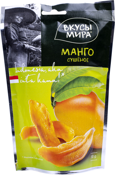 Изображение Сухофрукты натуральные Вкусы мира манго сушеное Ситинан Фуд Кo м/у, 80 г