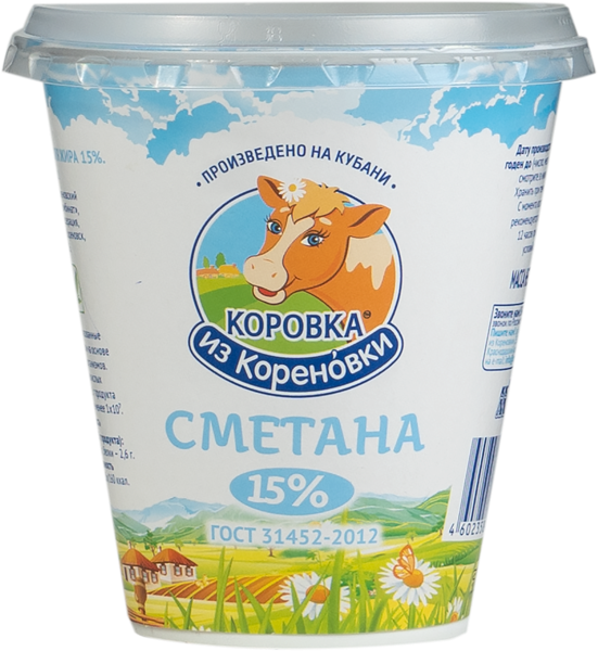 Изображение Сметана 15% Коровка из Кореновки Кореновский МКК п/б, 300 г