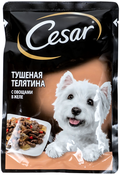 Изображение Корм для собак Цезарь тушеная телятина с овощам Марс м/у, 85 г