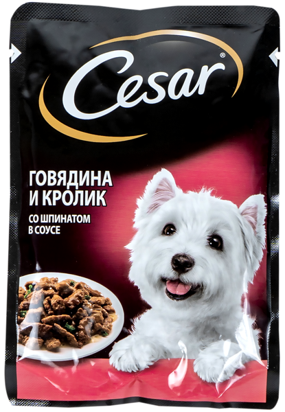 Изображение Корм для собак Цезарь говядина кролик шпинат Марс м/у, 85 г