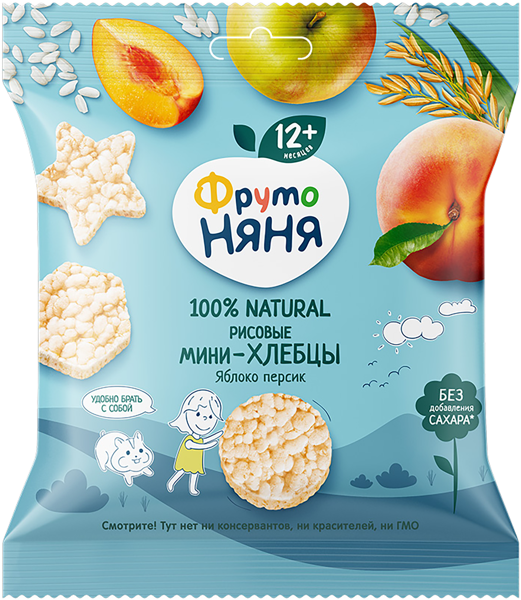 Изображение Хлебцы мини рисовые Фрутоняня яблоко персик пребиотик Прогресс м/у, 30 г