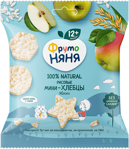 Изображение Хлебцы мини рисовые Фрутоняня яблоко пребиотик Прогресс м/у, 30 г