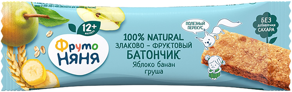 Изображение Батончик злаковый Фрутоняня яблоко банан груша Прогресс м/у, 25 г
