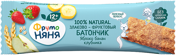 Изображение Батончик злаковый Фрутоняня яблоко банан клубника Прогресс м/у, 25 г