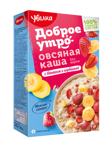 Изображение Каша овсяная Увелка банан клубника Ресурс кор, 200 г