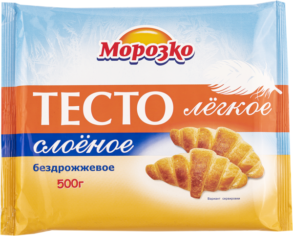 Изображение Тесто замороженное легкое Морозко слоеное бездрожжевое Морозко м/у, 500 г