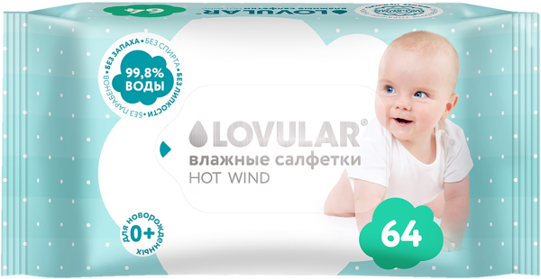 Изображение Салфетки влажные детские Ловулар без спирта и запаха Ловулар ЛТД м/у, 64 шт