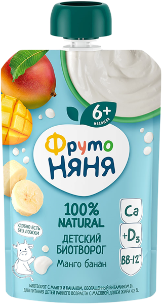 Изображение Биотворог 4,2% с 6 месяцев Фрутоняня манго банан Прогресс пауч, 90 г