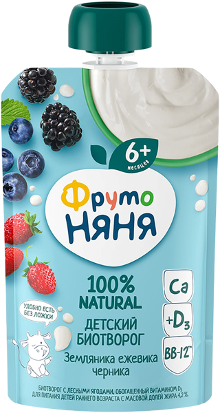 Изображение Биотворог 4,2% с 6 месяцев Фрутоняня лесные ягоды Прогресс пауч, 90 г