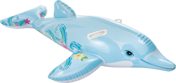Изображение Игрушка 175*66см для плавания Интекс дельфин голубой с рисунко Интекс к/у, 1 шт
