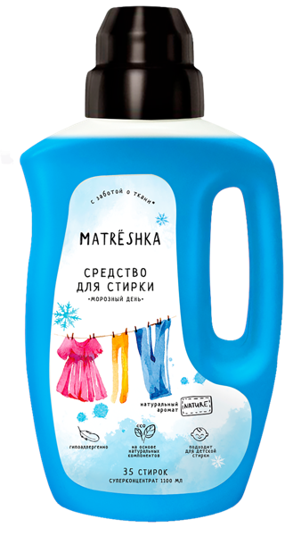 Изображение Средство для стирки жидкое Матрешка БИО морозный день универсальн КубаньБытХим п/у, 1,1 л