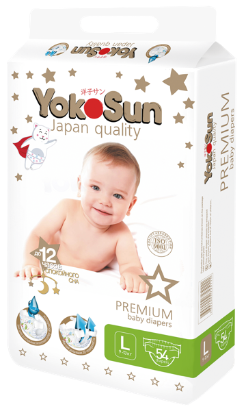 Изображение Подгузники L 9-13 кг Йокосан премиум Азия Лайф м/у, 54 шт