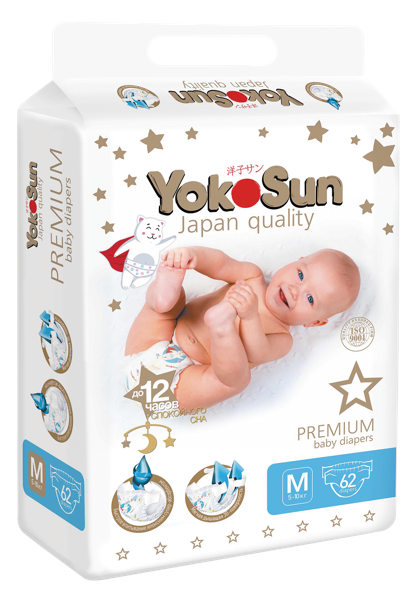 Изображение Подгузники M 5-10 кг Йокосан премиум Азия Лайф м/у, 62 шт
