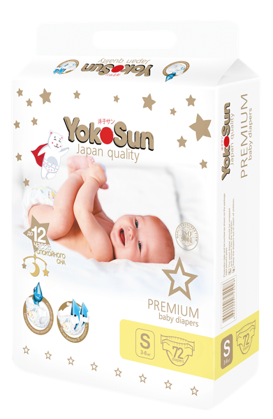 Изображение Подгузники S 3-6 кг Йокосан премиум Азия Лайф м/у, 72 шт