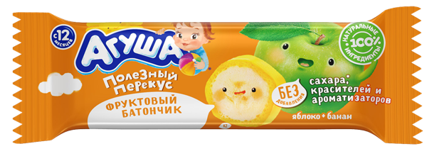 Изображение Батончик фруктовый Агуша яблоко банан Фарм-Про ПК м/у, 15 г