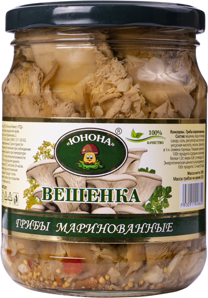 Изображение Вешенки маринованные Юнона Юнона Инвест с/б, 460 г