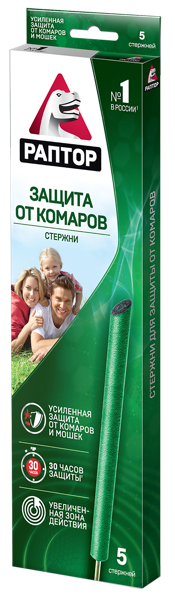 Изображение Стержень от комаров и мошек Раптор Юпеко к/у, 5 шт