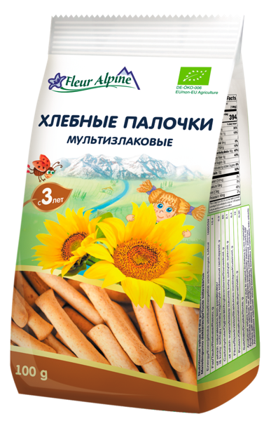 Изображение Хлебные палочки с 3 лет Флер Альпин БИО мультизлаковые без сахара Праум ГмбХ м/у, 100 г
