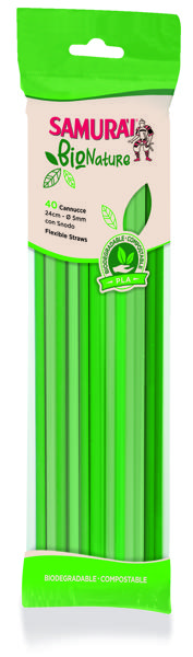 Изображение Трубочки для коктейля Самурай гибкие зеленые Сисма м/у, 40 шт
