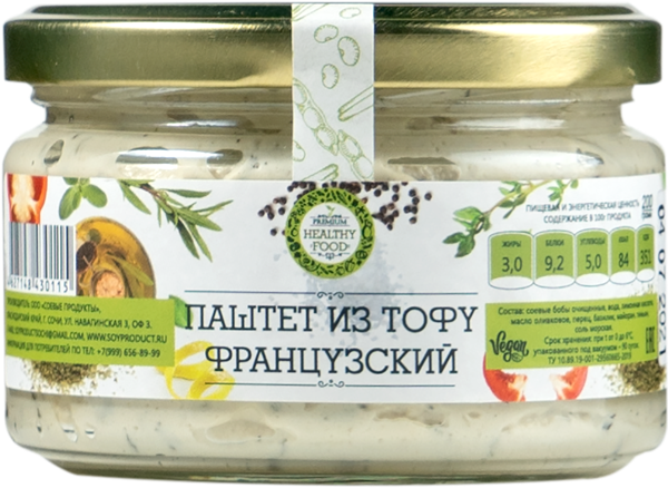 Изображение Паштет соевый Премиум Хелси Фуд французский из тофу Соевые продукты с/б, 200 г